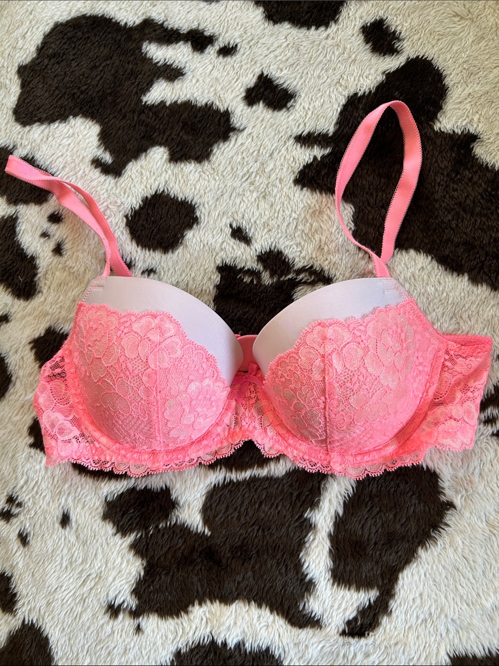 Victoria's Secret Coral Pink Lace Balconette Bra